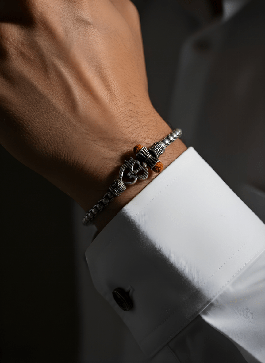 Silver Oxidised OM Bracelet ( 37 grams )