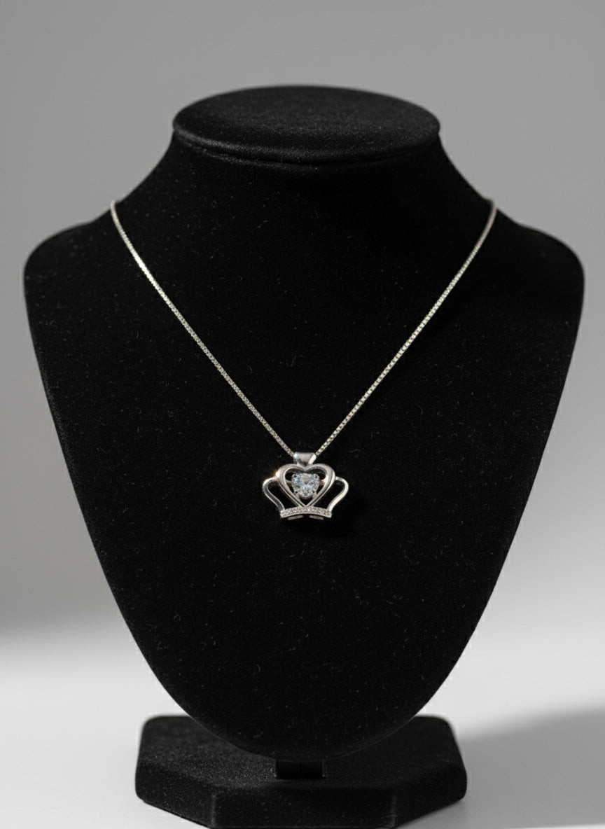 925 Sterling Silver Crown Pendant Necklace for Women