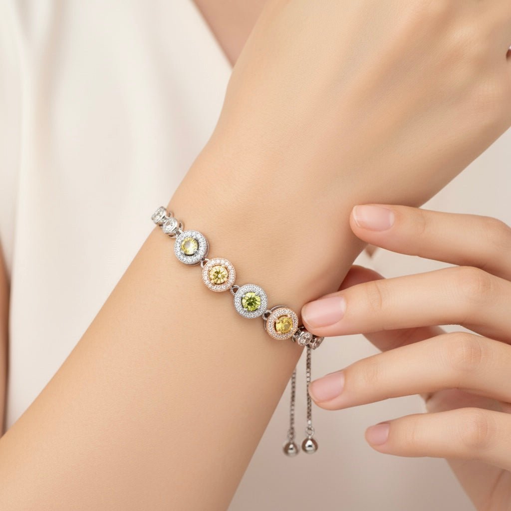 Sunset Sparkle Sterling Silver Chain Bracelet