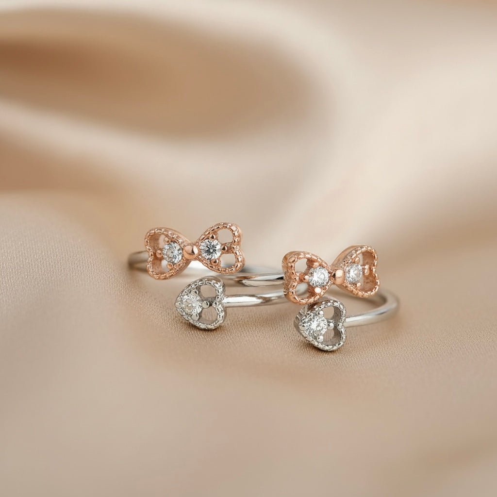 3 Hearts Design Silver Adjustable Toe Ring