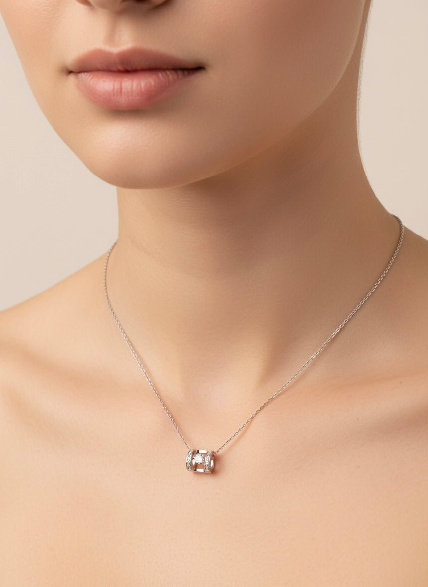 925 Sterling Silver Cylinder Pendant Necklace