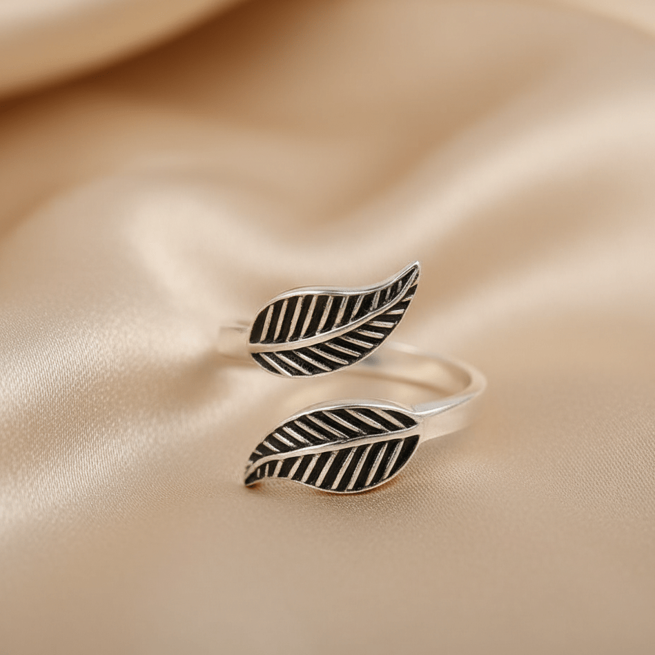 2 Leaves Design Pure Silver Toe Ring | 925