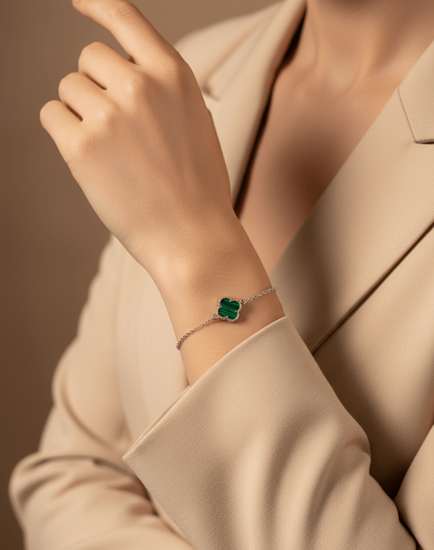 sleek green flower bracelet | 925 sterling silver