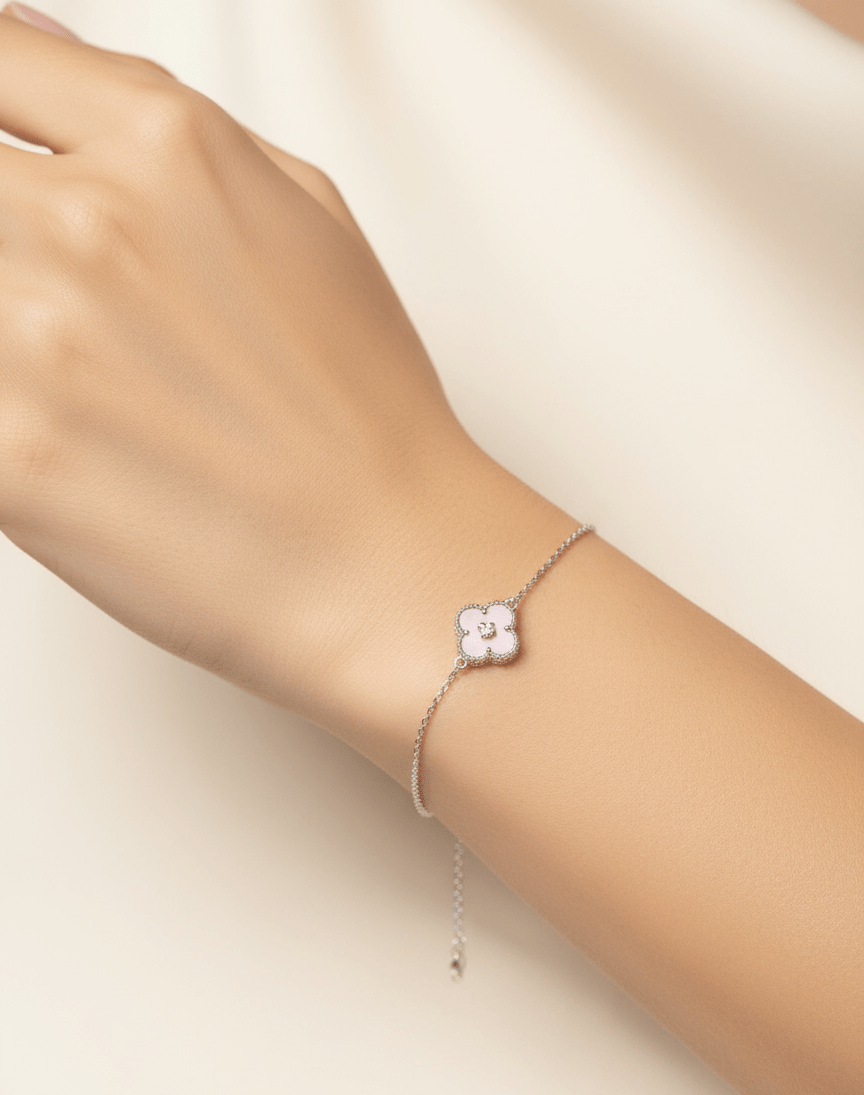 sleek ivory color flower bracelet | 925 sterling silver
