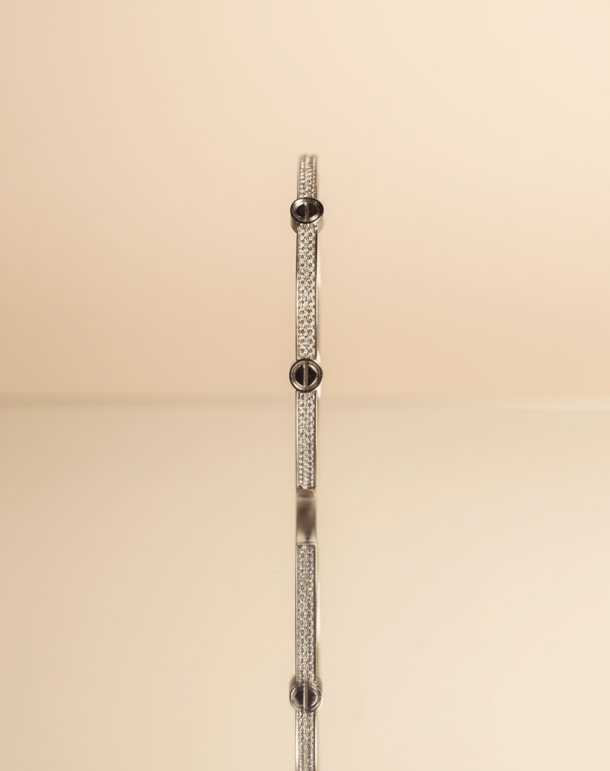 Studded Rhinestones Rose Gold Plated Sterling Silver Bangle Bracelet