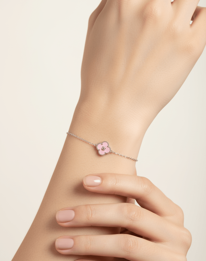 sleek ivory color flower bracelet | 925 sterling silver