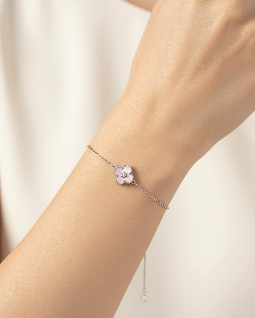 sleek ivory color flower bracelet | 925 sterling silver