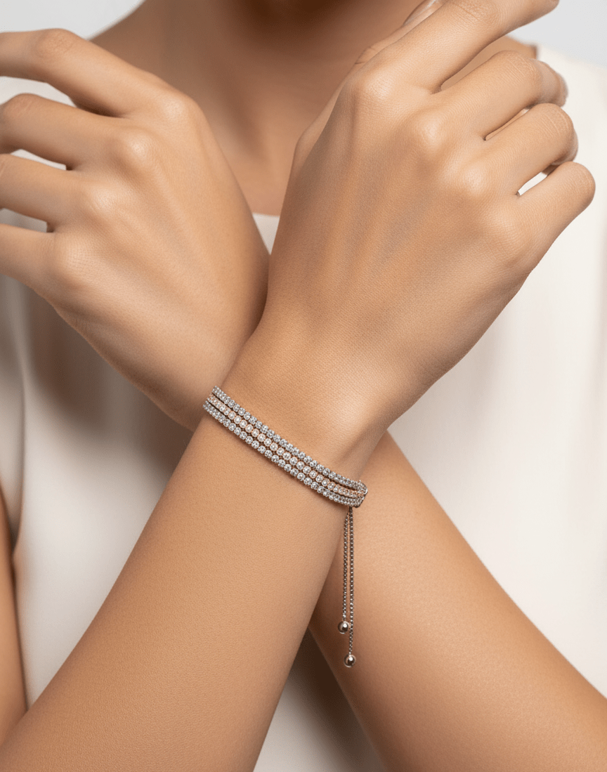 Sterling Silver Bracelet with Yellow, Silver & Golden Chain