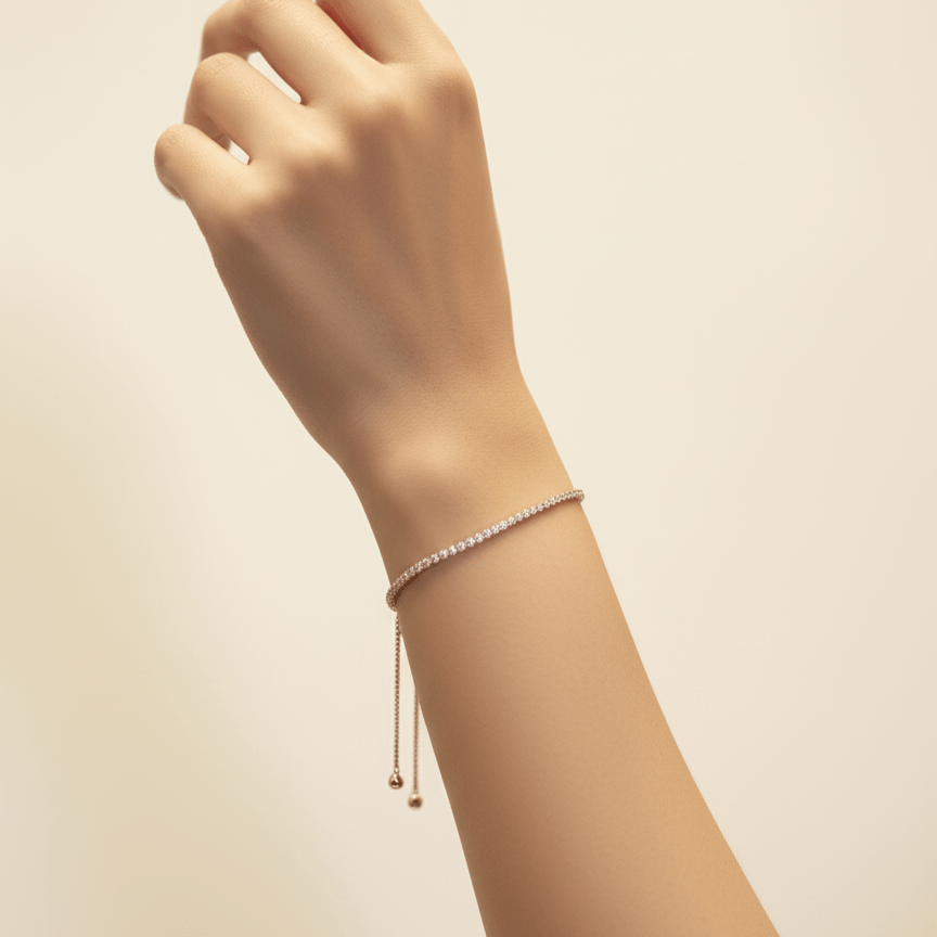 Studded Rhinestones Sterling Silver Tennis Bracelet