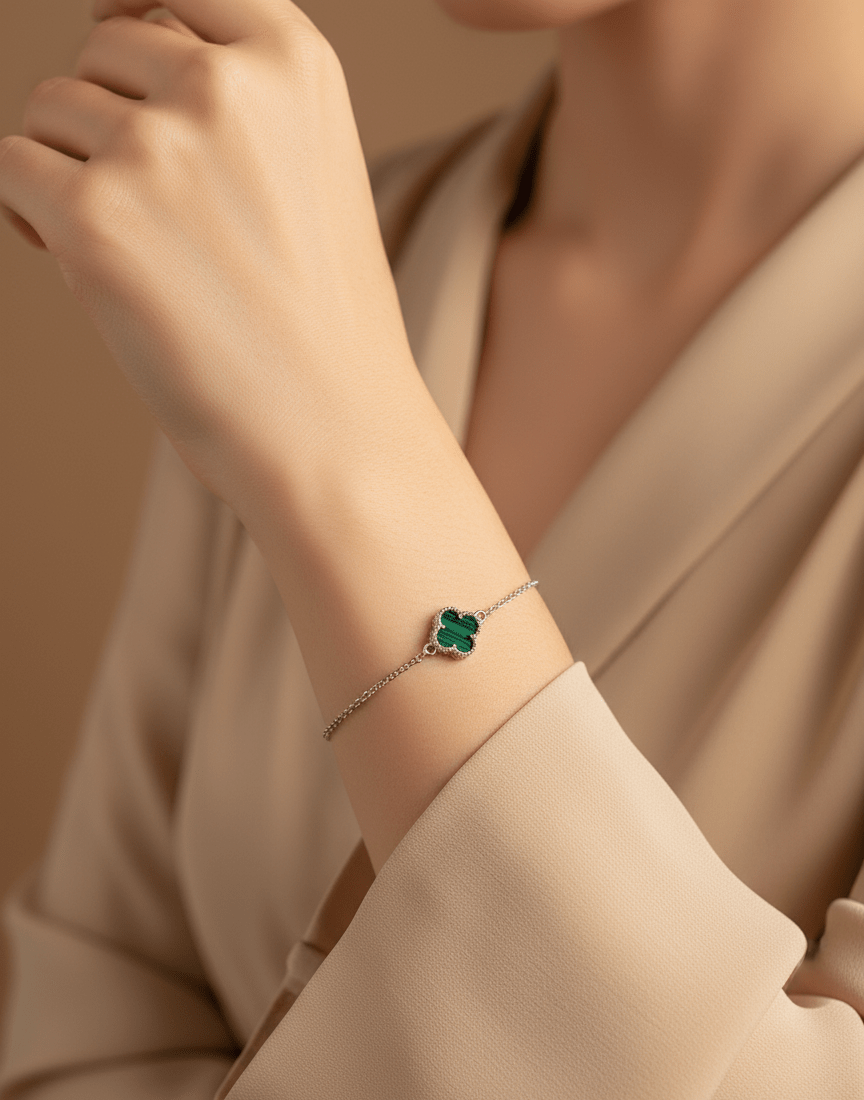 sleek green flower bracelet | 925 sterling silver