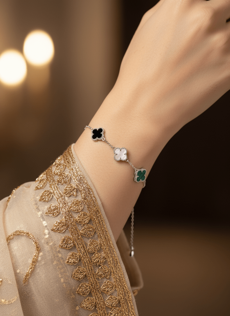 3 multi color flower sling bracelet | 925 sterling silver