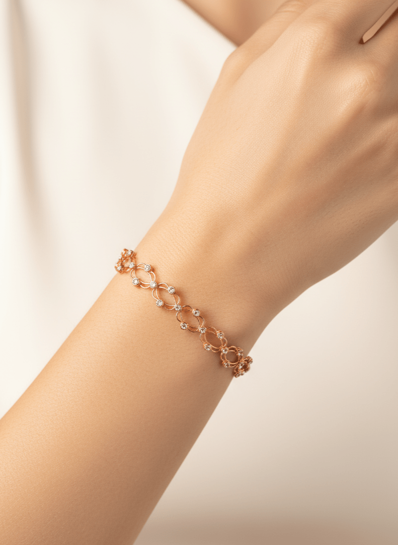 2 in 1 Ring to Bracelet rose gold color bracelet, 925 sterling silver