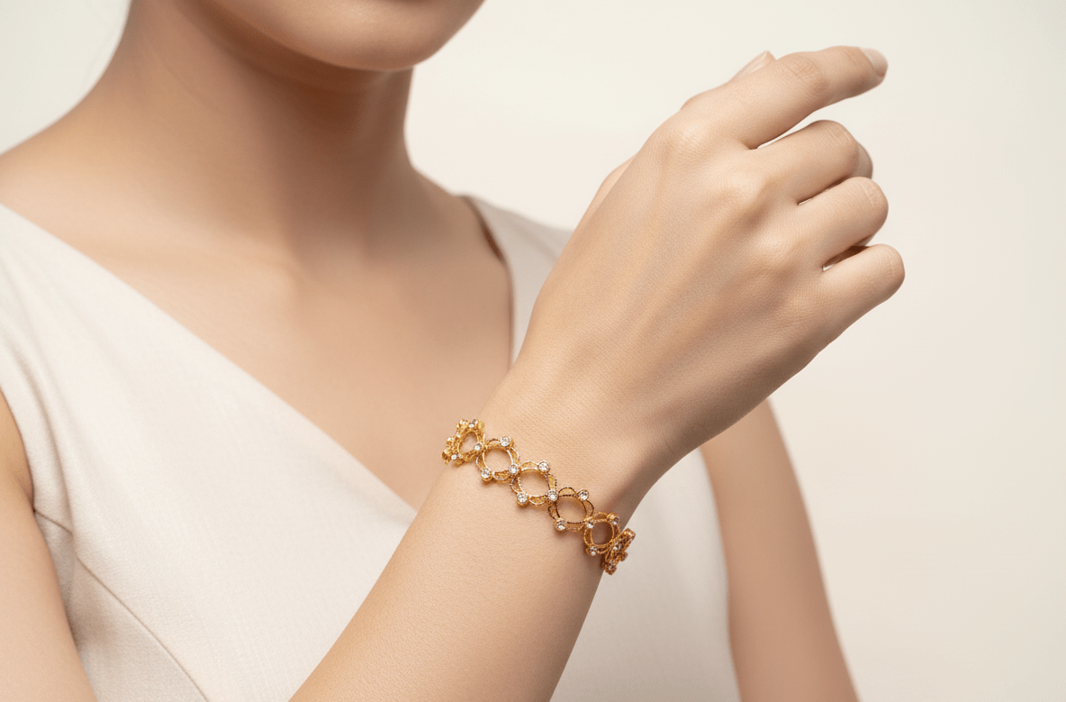 2 in 1 gold Bracelet-Ring | 925 sterling silver