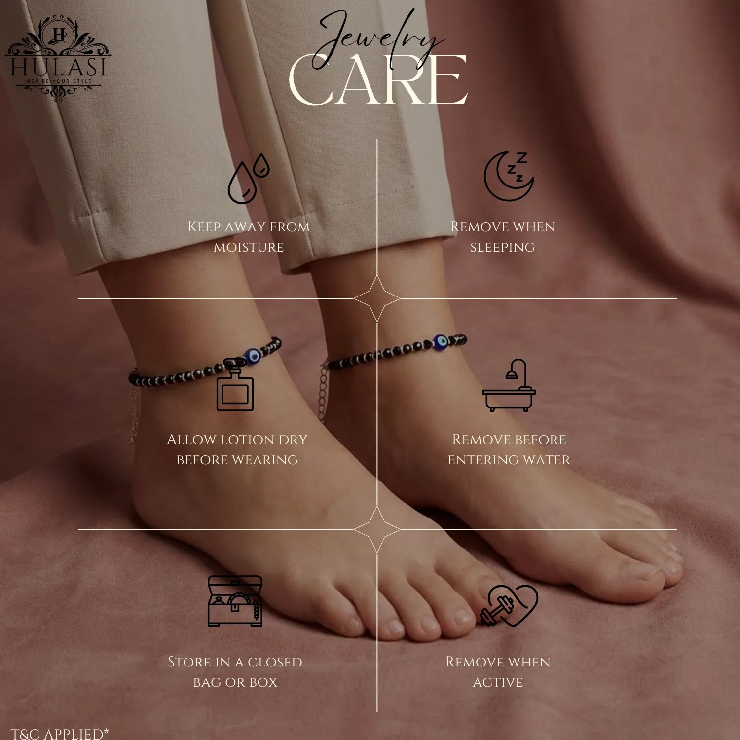 Hulasi Women 925 Sterling Silver Black Spinel Evil Eye Anklet 27cm