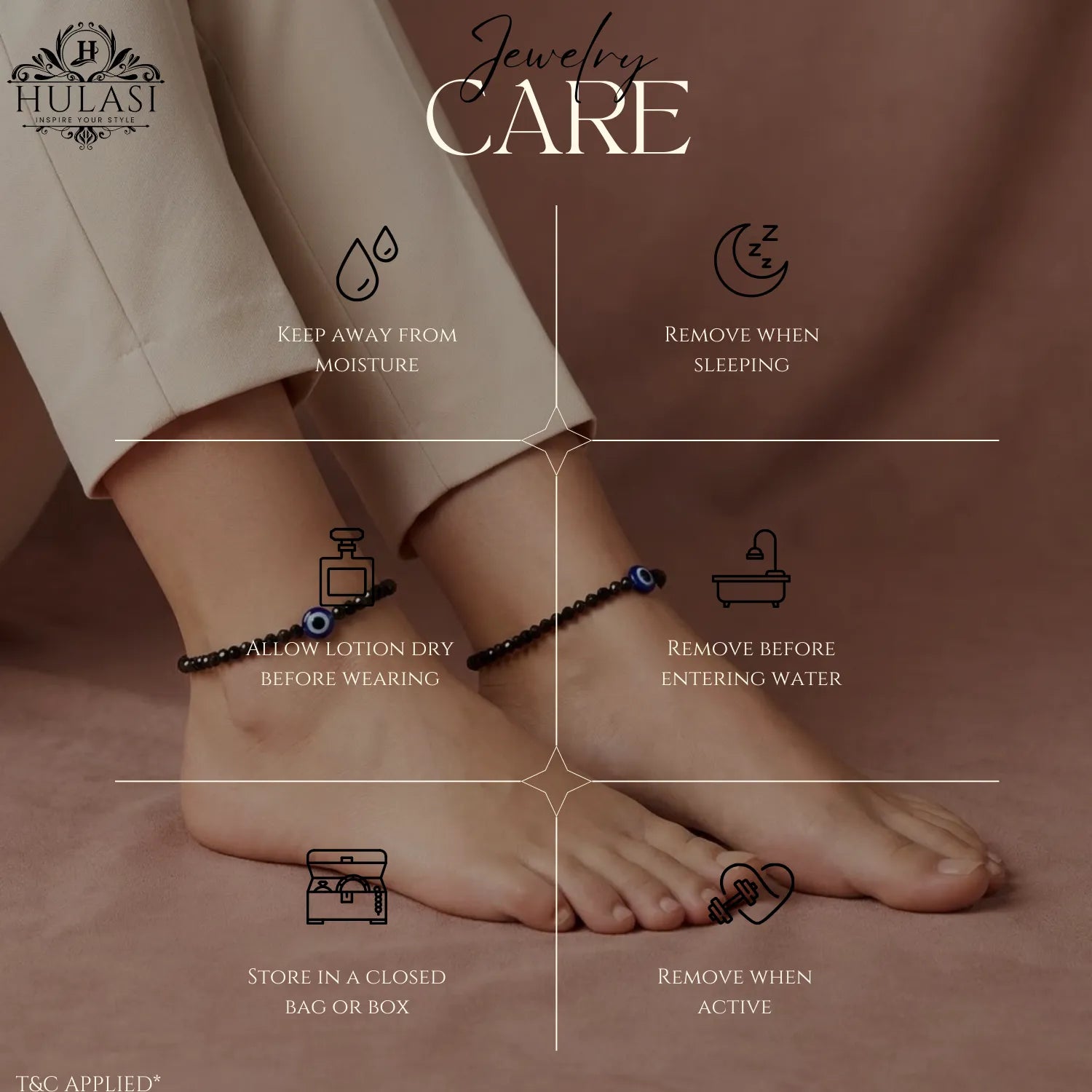 Hulasi Women 925 Sterling Silver Protection Evil Eye Black Anklet 27cm