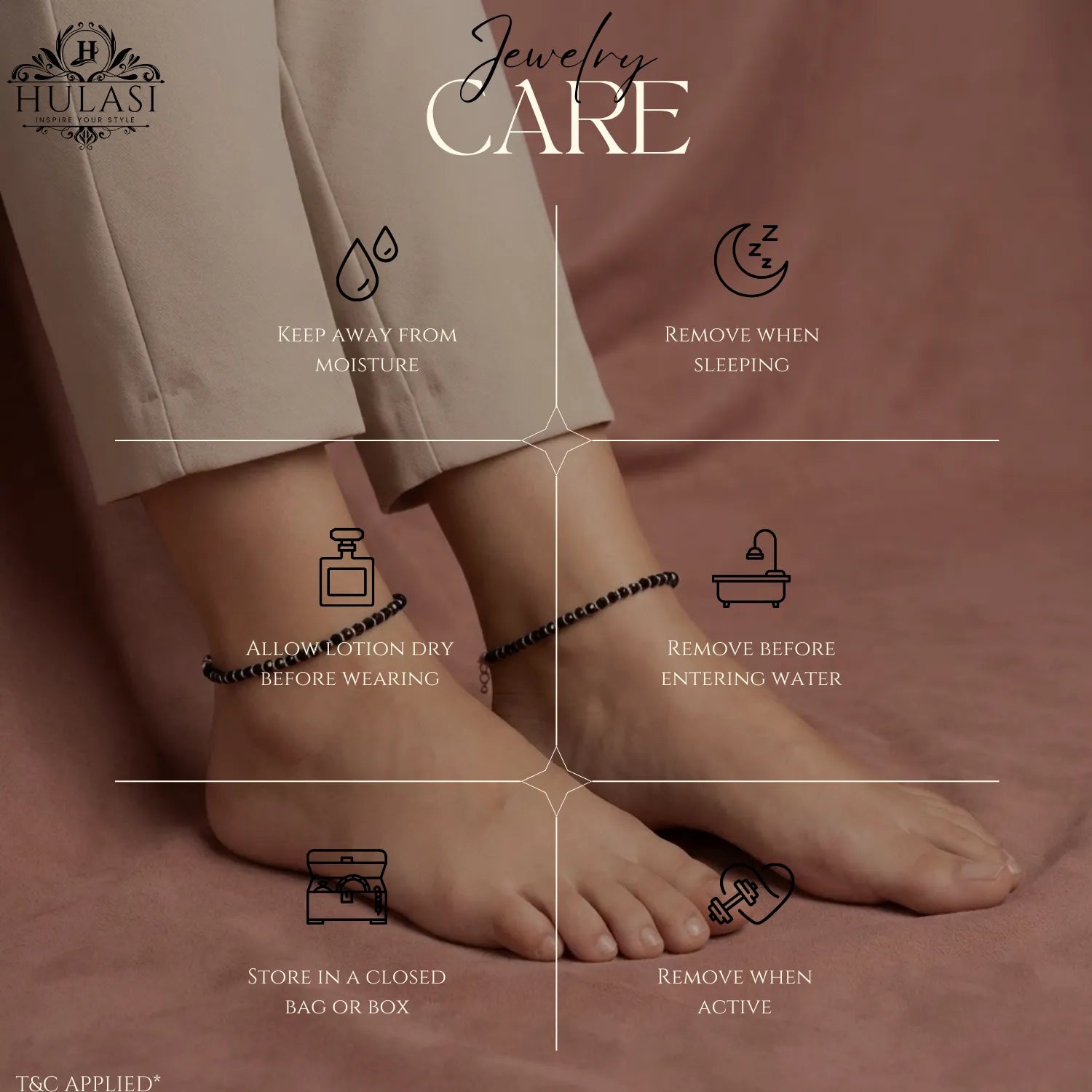 Hulasi Women 925 Sterling Silver Minimalist Black Spinel Anklet 27cm