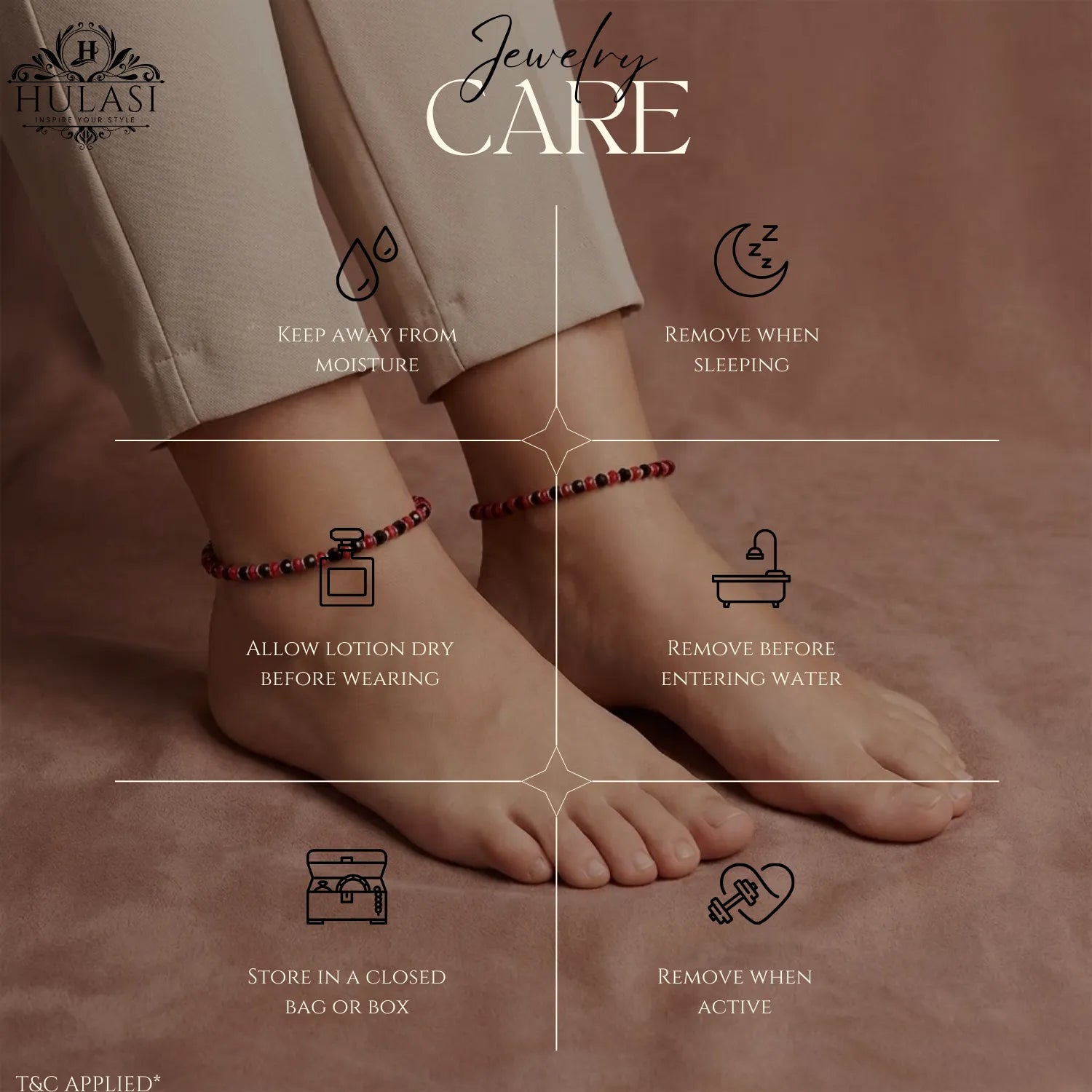 Hulasi Women 925 Sterling Silver Red Black Crystal Beaded Anklet 27cm