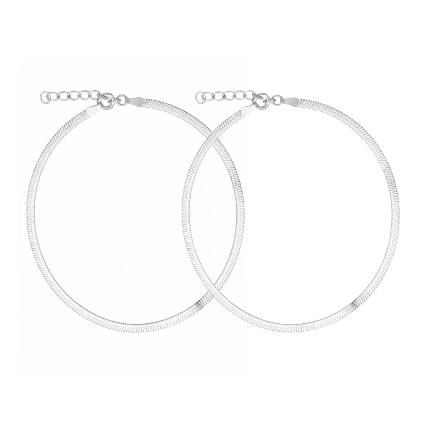 Hulasi Women 925 Sterling Silver Flat Snake Chain Anklet Adjustable