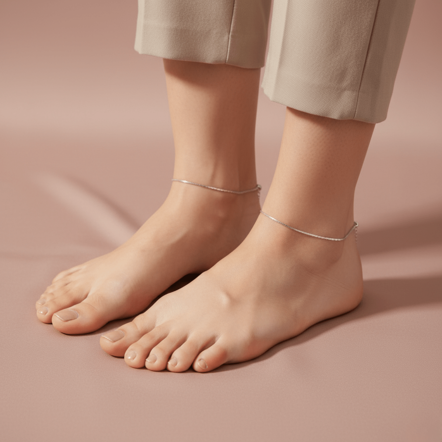 Hulasi Women 925 Sterling Silver Sleek Box Chain Anklet Payal 24cm Plus 3cm Adjustable Minimalist Jewelry Gift