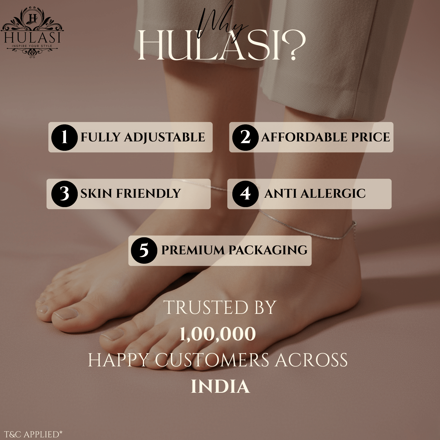 Hulasi Women 925 Sterling Silver Sleek Box Chain Anklet Payal 24cm Plus 3cm Adjustable Minimalist Jewelry Gift