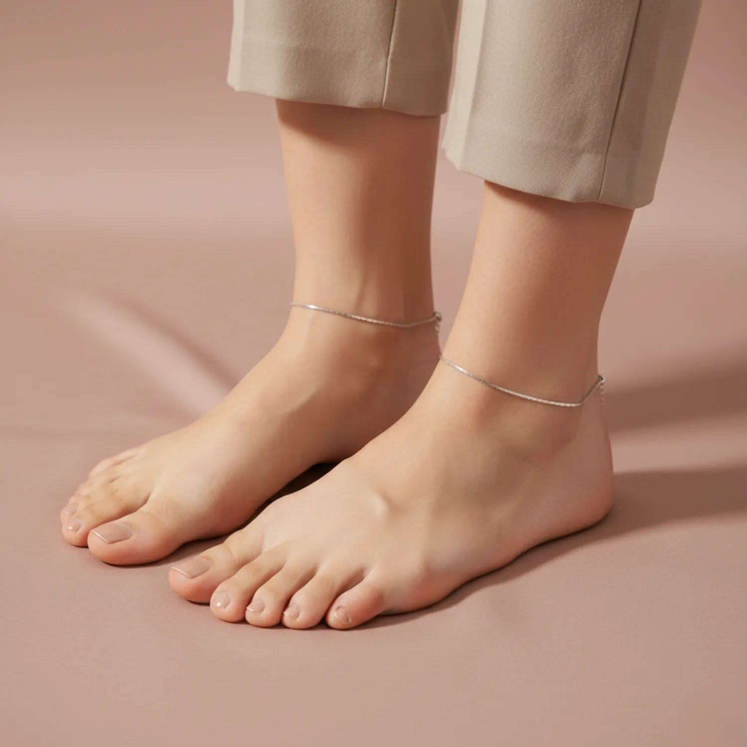 Hulasi Women 925 Sterling Silver Minimalist Box Chain Anklet Adjustable