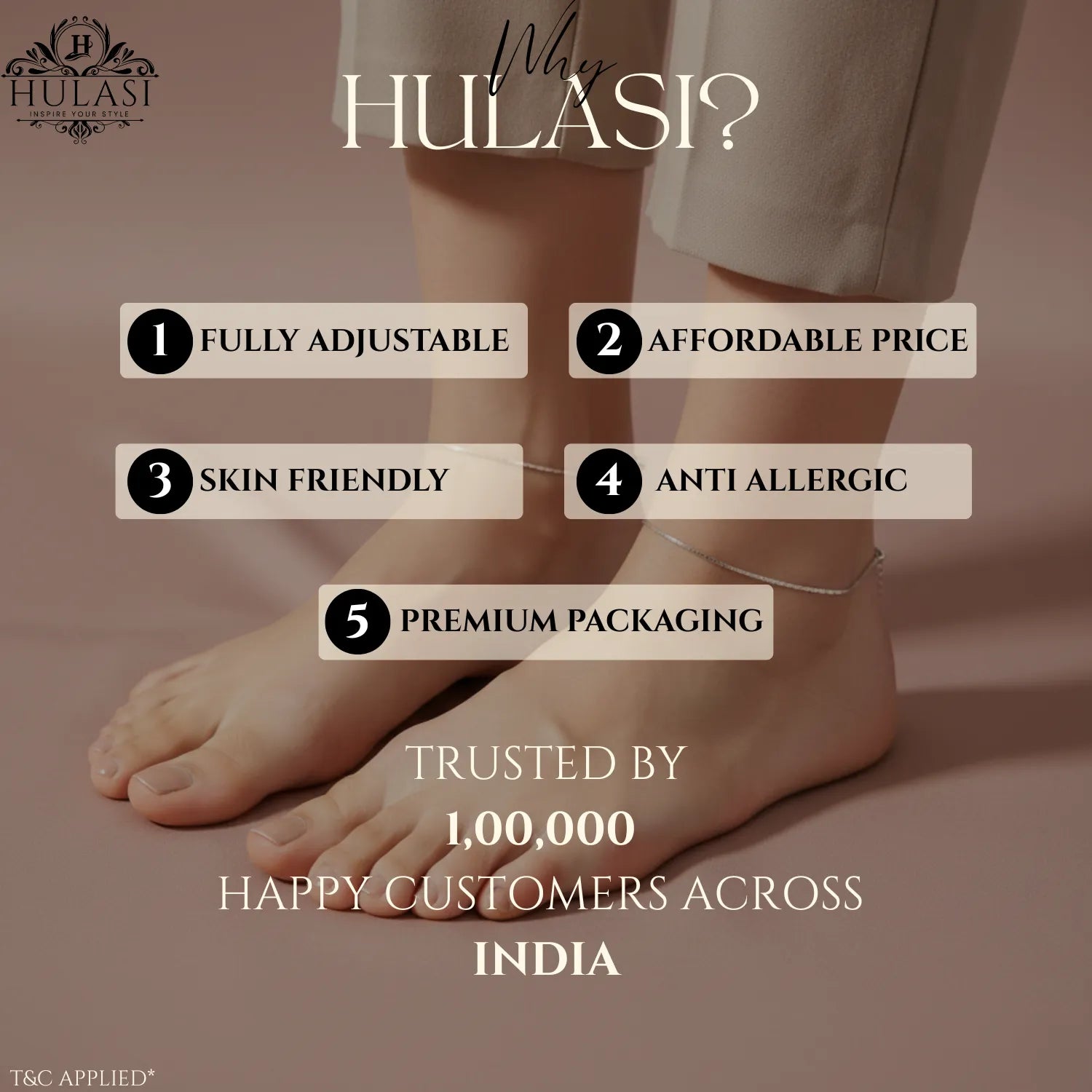 Hulasi Women 925 Sterling Silver Minimalist Box Chain Anklet Adjustable