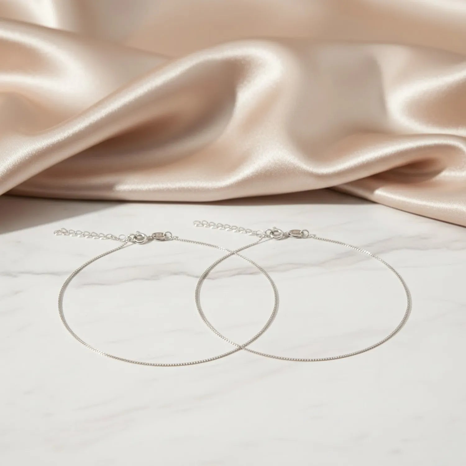 Hulasi Women 925 Sterling Silver Dainty Chain Anklet Adjustable