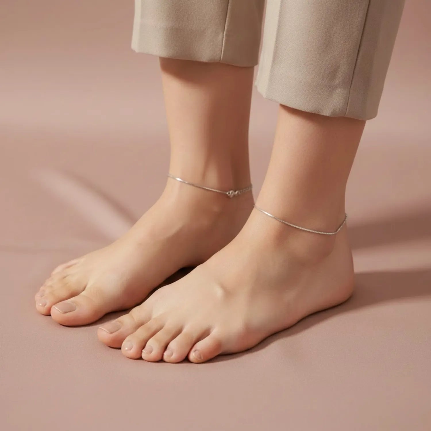 Hulasi Women 925 Sterling Silver Dainty Chain Anklet Adjustable