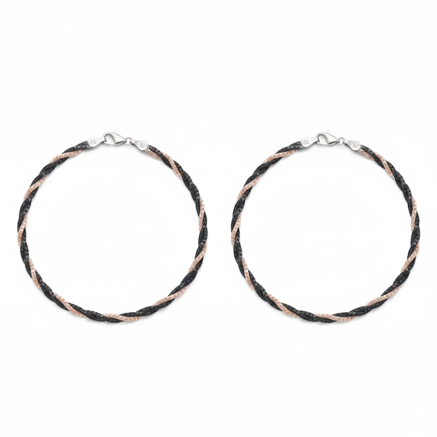 Hulasi Women 925 Sterling Silver Two Tone Braided Rope Anklet 27.5cm