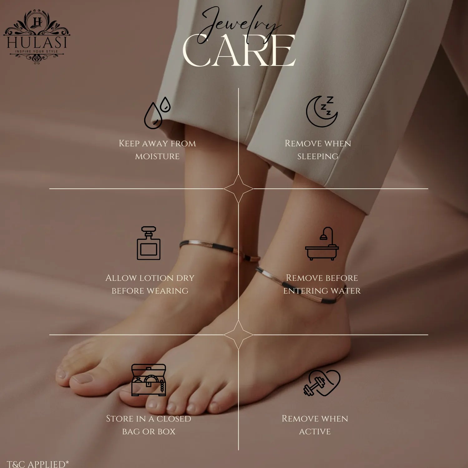 Hulasi Women 925 Sterling Silver Two Tone Flat Herringbone Anklet 27.5cm