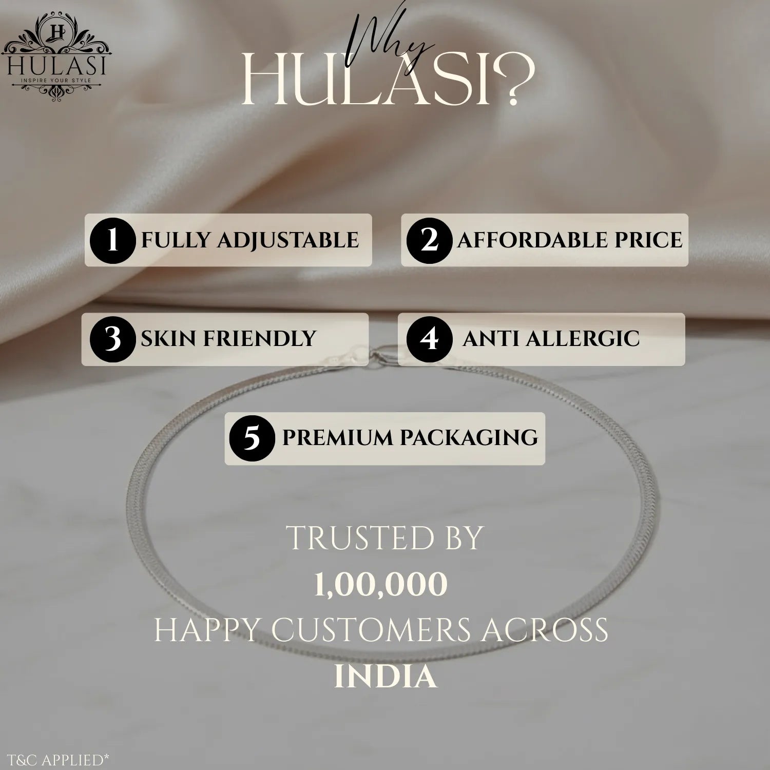 Hulasi Women 925 Sterling Silver Flat Herringbone Chain Anklet Pair 27.5cm