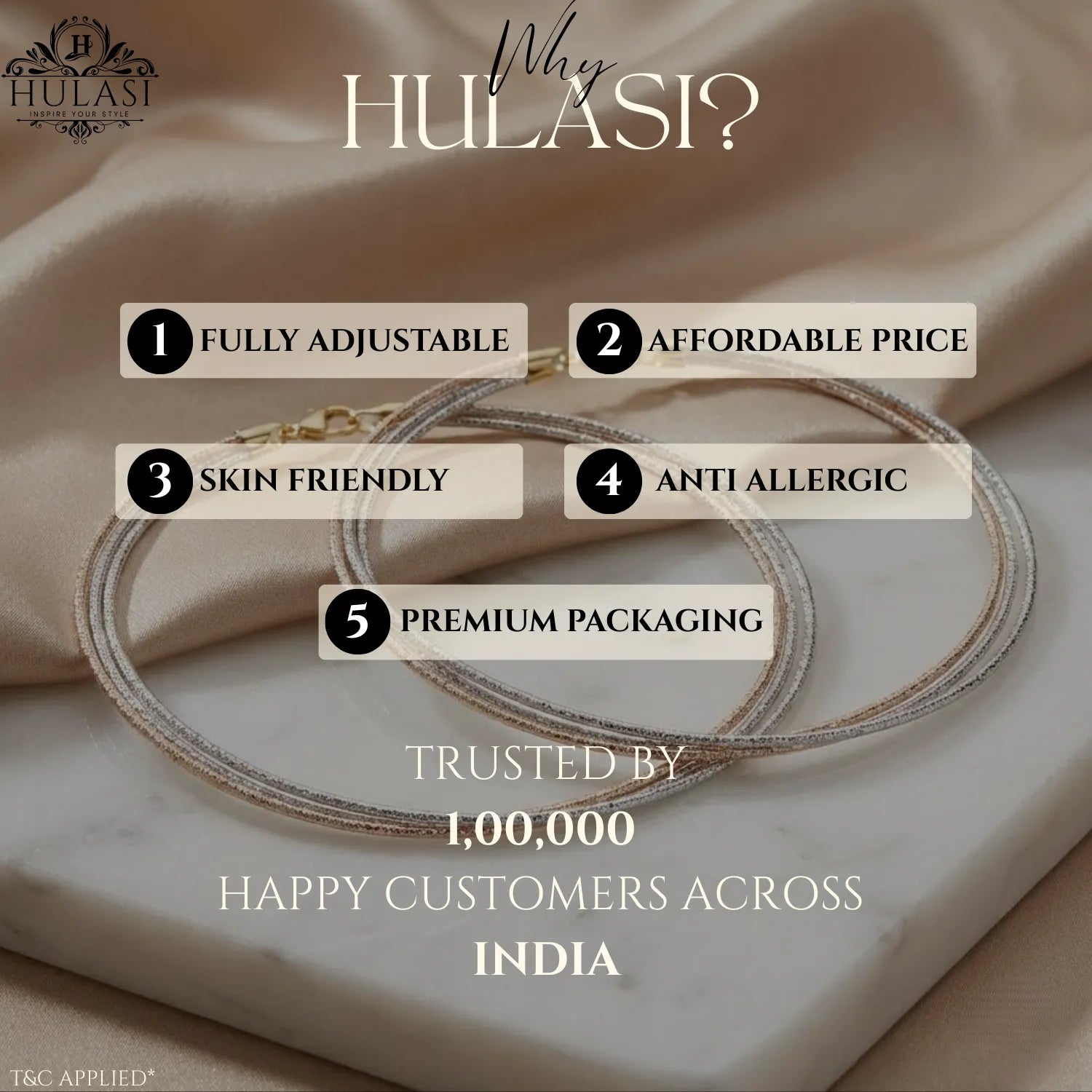 Hulasi Women 925 Sterling Silver Tri-Tone Braided Anklet Pair 27.5cm