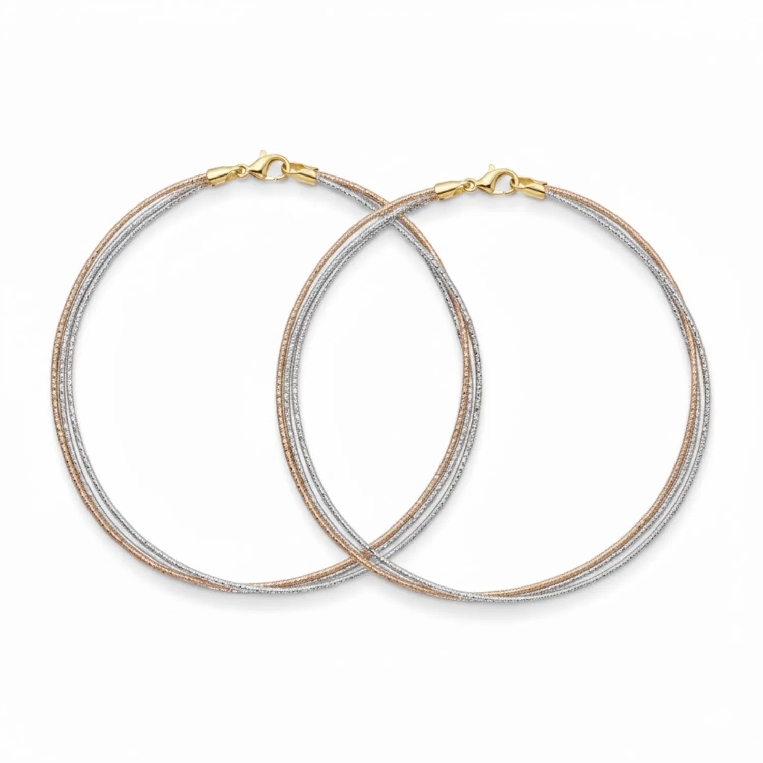 Hulasi Women 925 Sterling Silver Tri-Tone Braided Anklet Pair 27.5cm