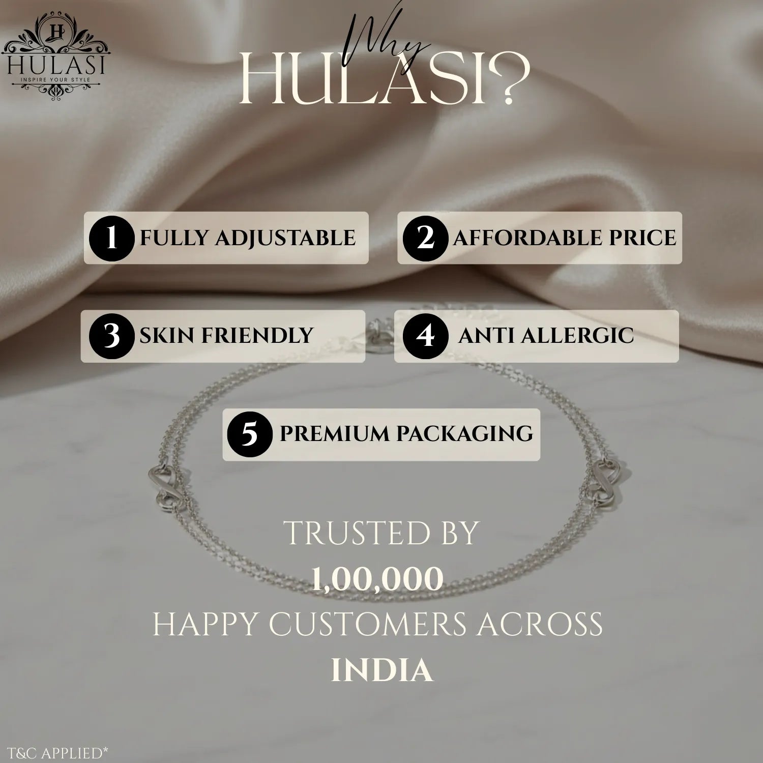 Hulasi Women 925 Sterling Silver Infinity Double Chain Anklet Pair 27cm