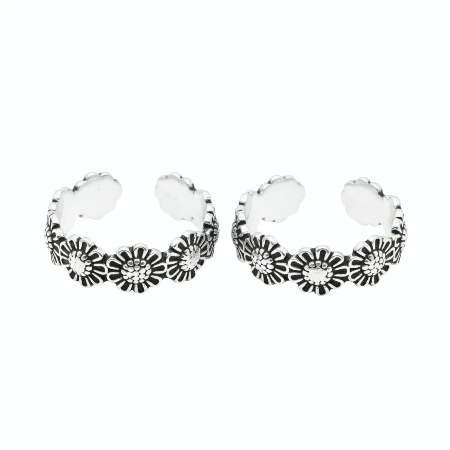 Blooming Daisy Design Silver ANTIQUE TOE-RING