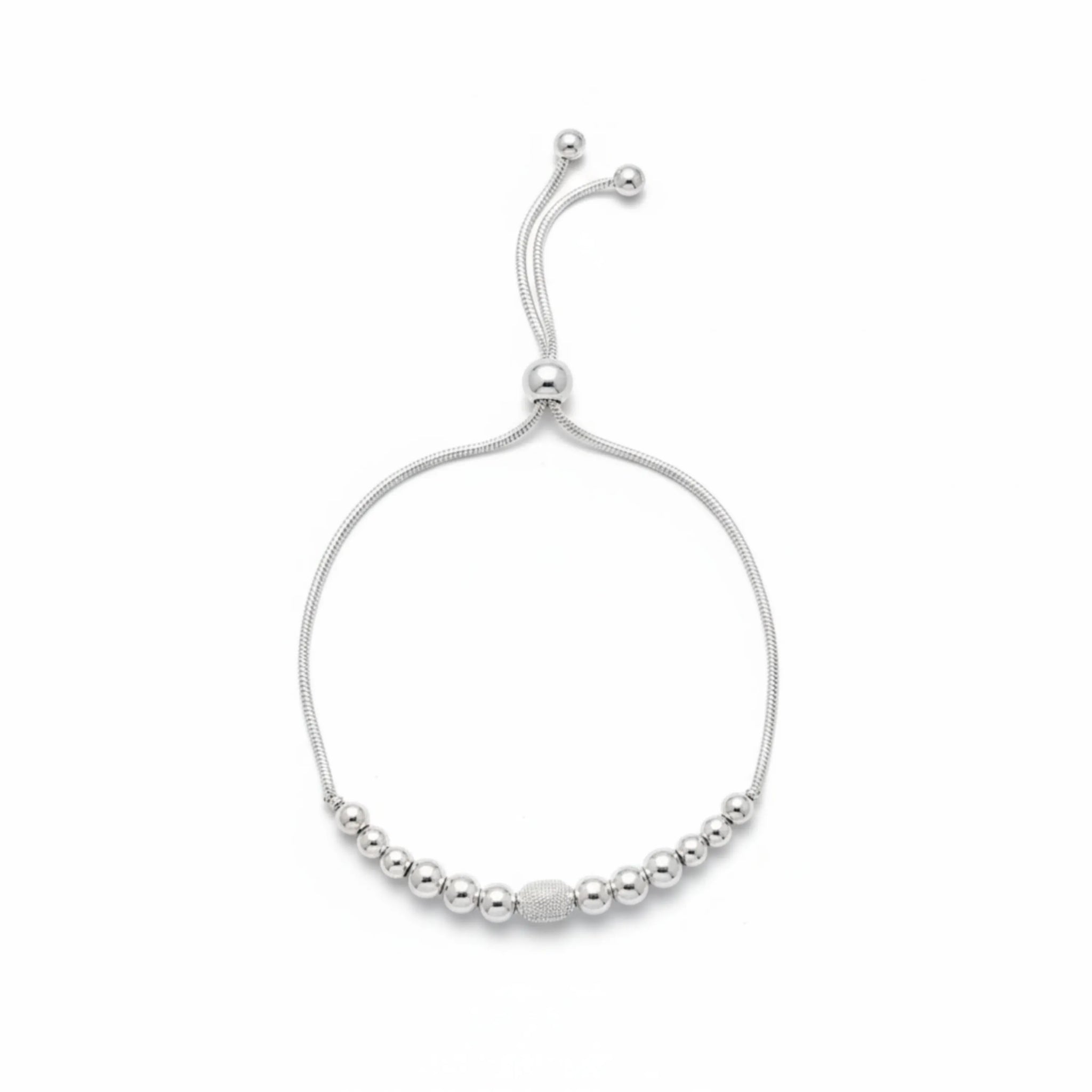 Hulasi Women's 925 Sterling Silver Minimalist Beaded Snake Chain Adjustable Slider Bracelet