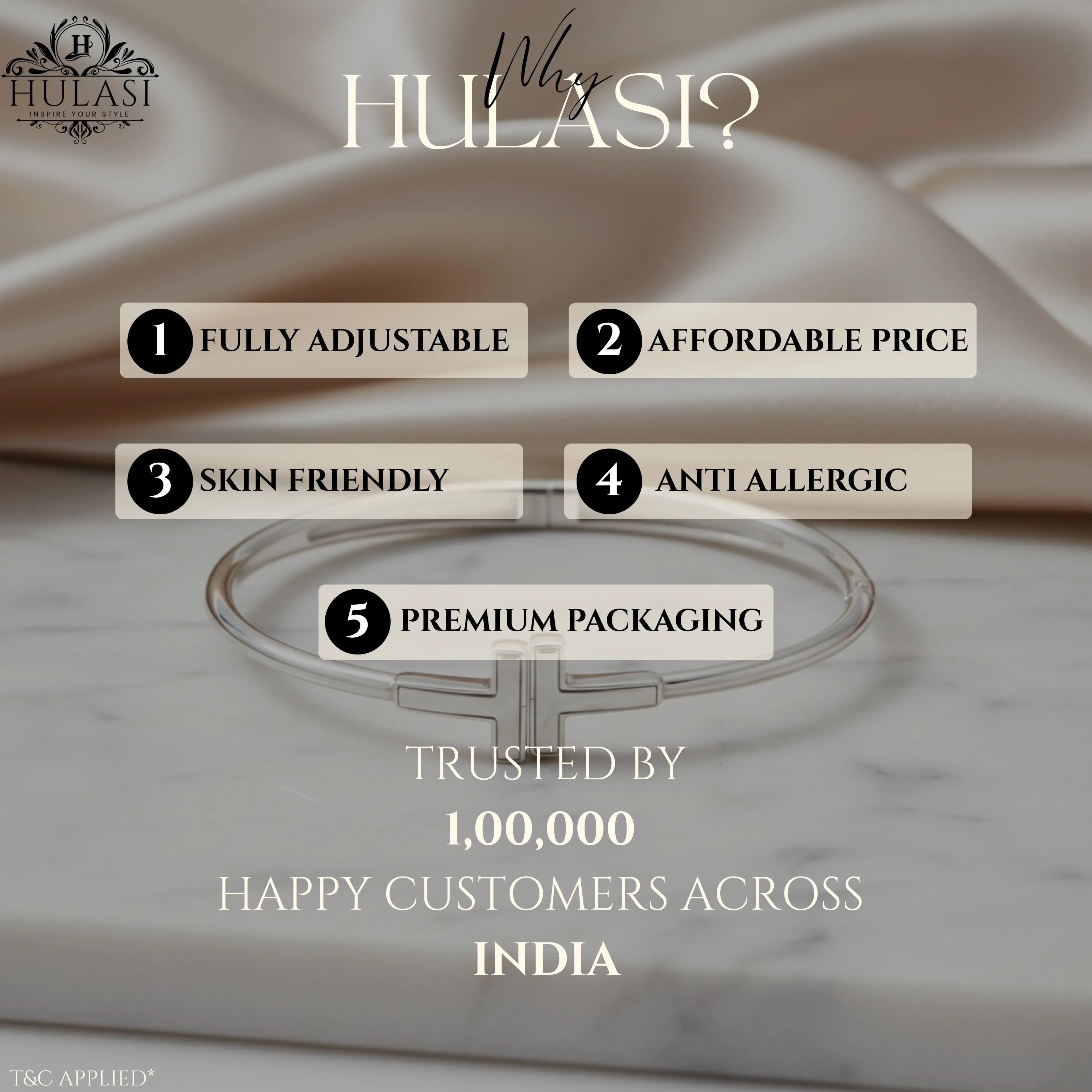 Hulasi Women's 925 Sterling Silver Polished Plain T-Bar Hinged Bangle Bracelet 6cm