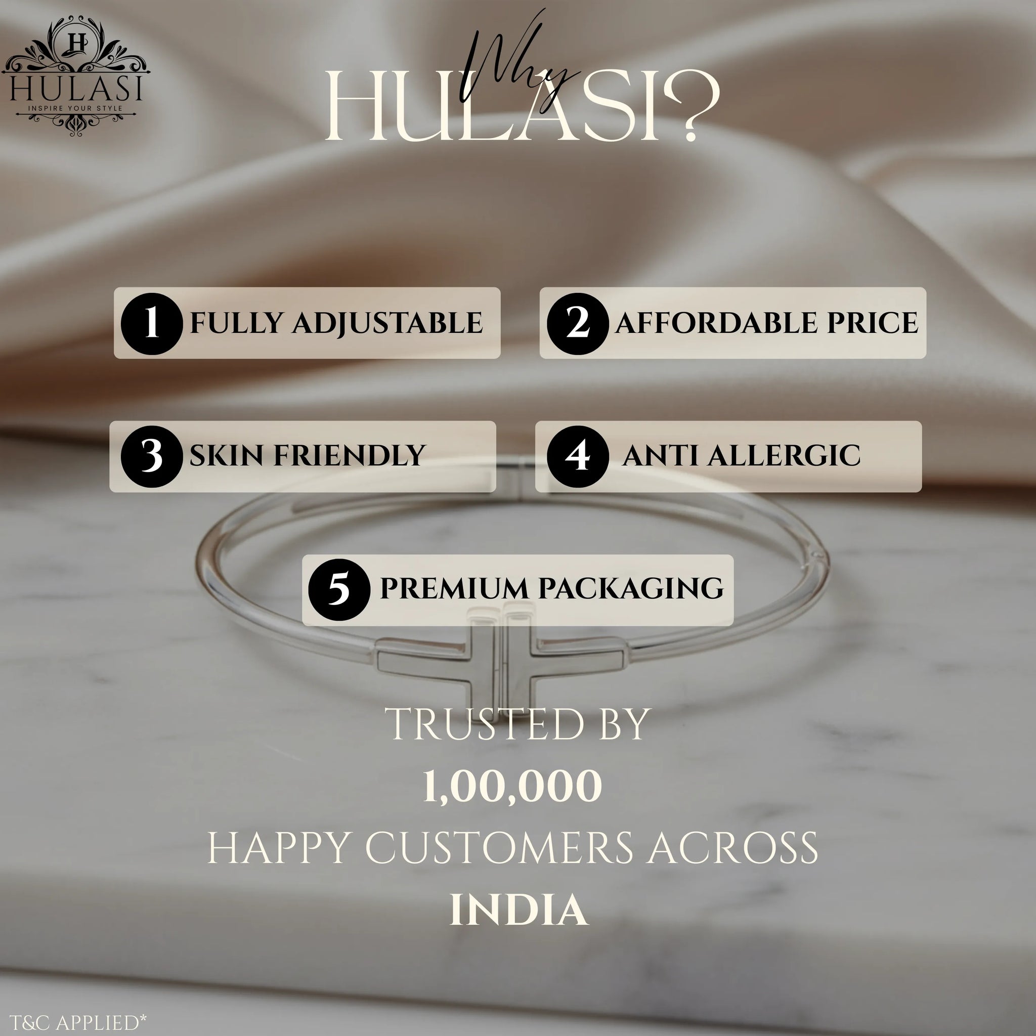 Hulasi Women's 925 Sterling Silver Polished Plain T-Bar Hinged Bangle Bracelet 6cm