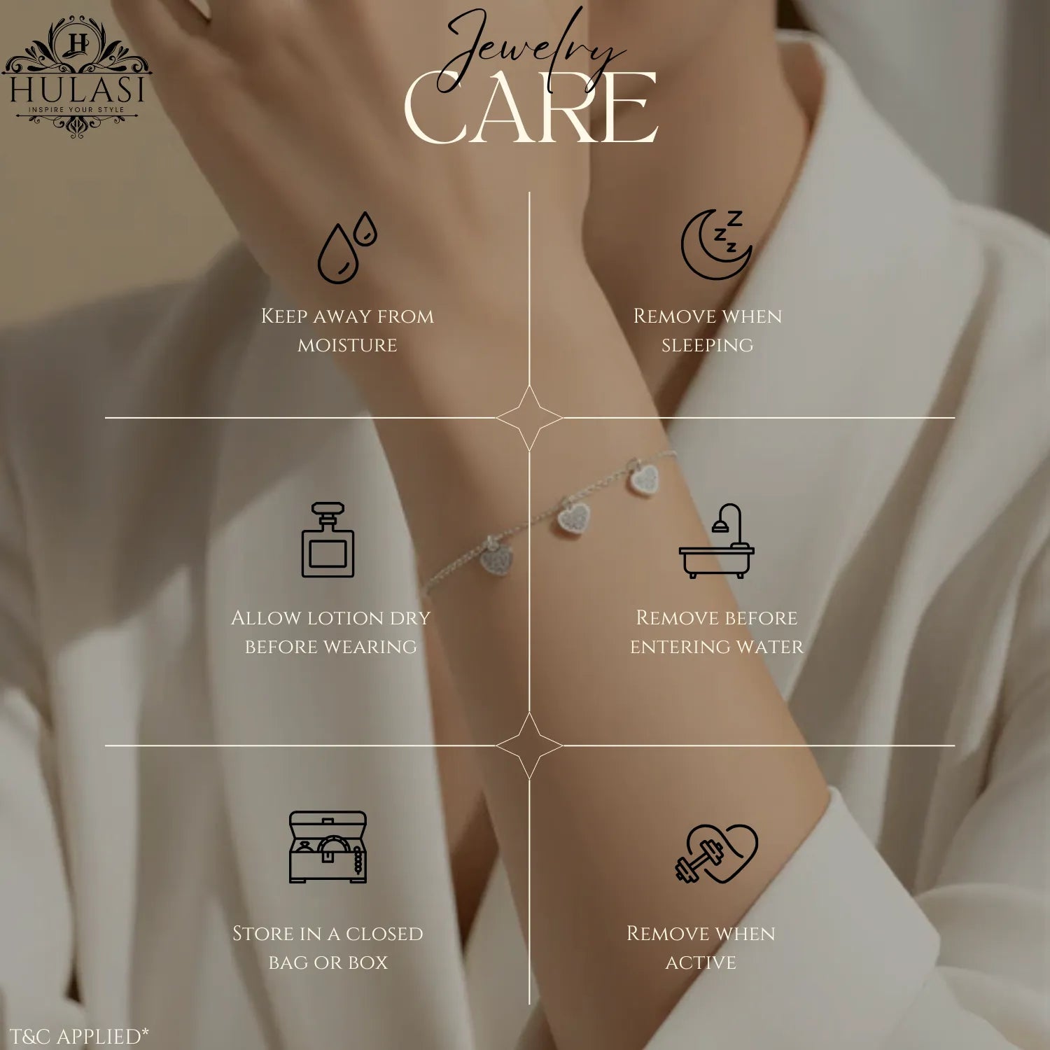 Hulasi Women 925 Sterling Silver Triple Heart Charm Cubic Zirconia Bracelet Adjustable 16cm