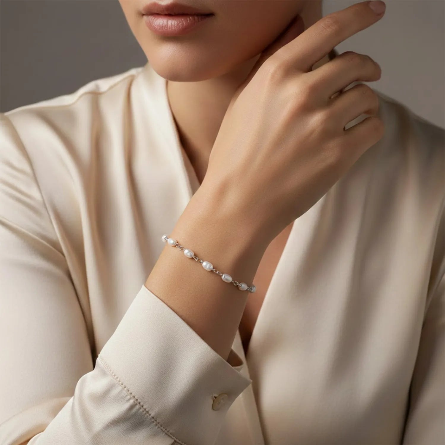 Silver Rudra-Pearl Fusion Bracelet