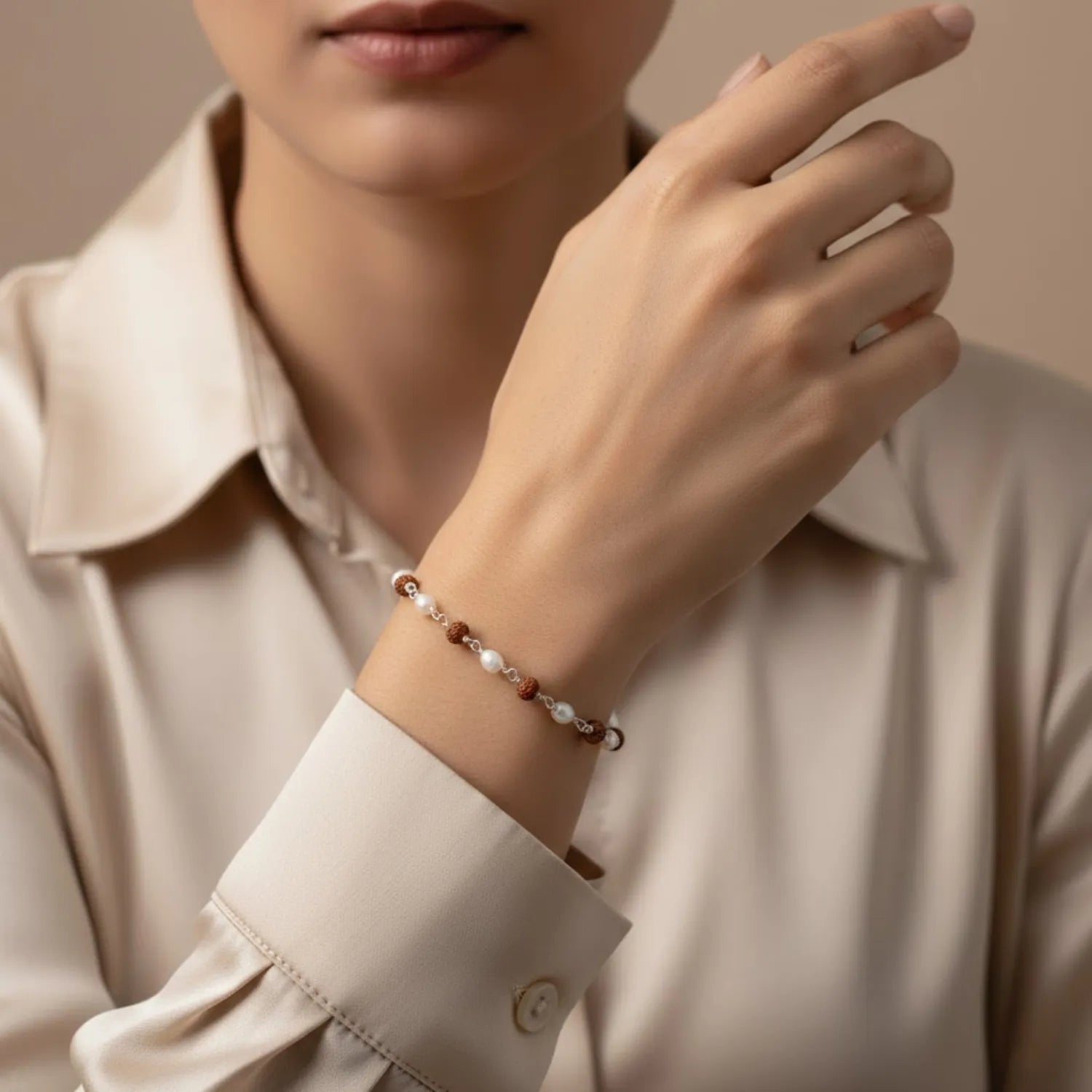 Silver Classic Oval Pearl Bracelet