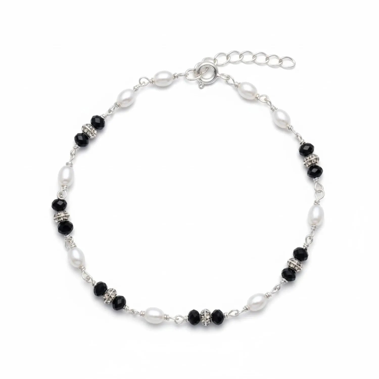 Silver Scarlet Pearl Drop Bracelet