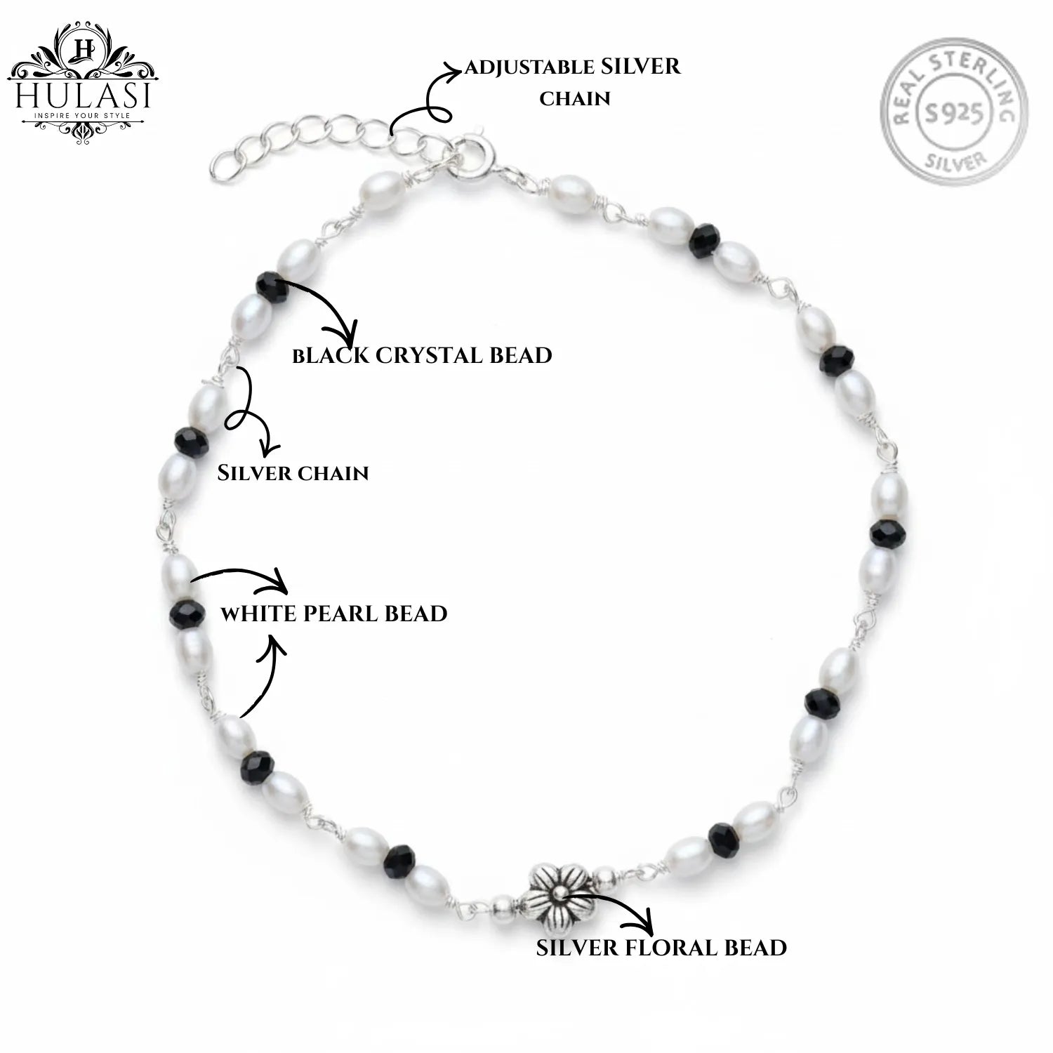 Silver Crimson Night Bracelet