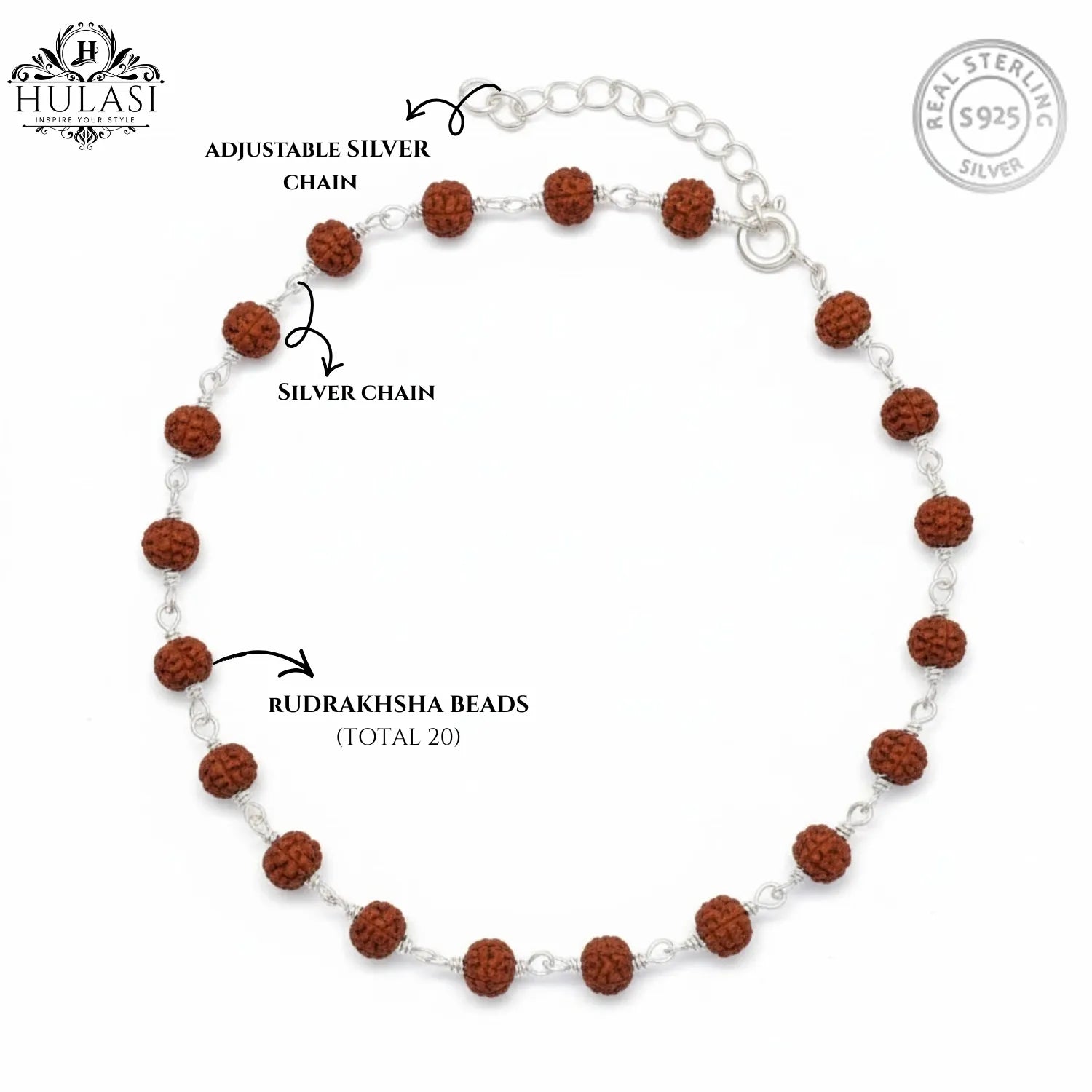 Silver Spiritual Rudraksha Bracelet