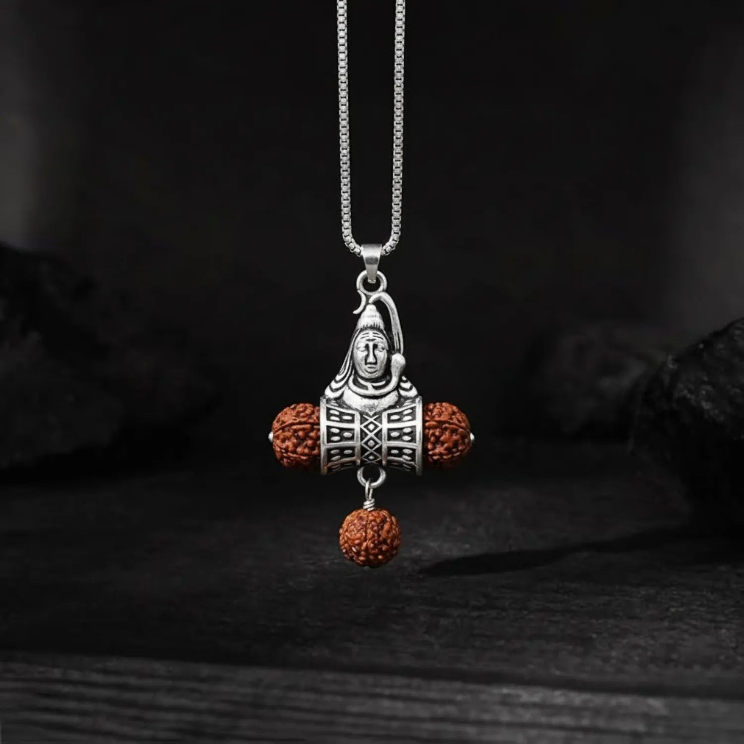 Shiv Face Rudraksha Silver Pendant