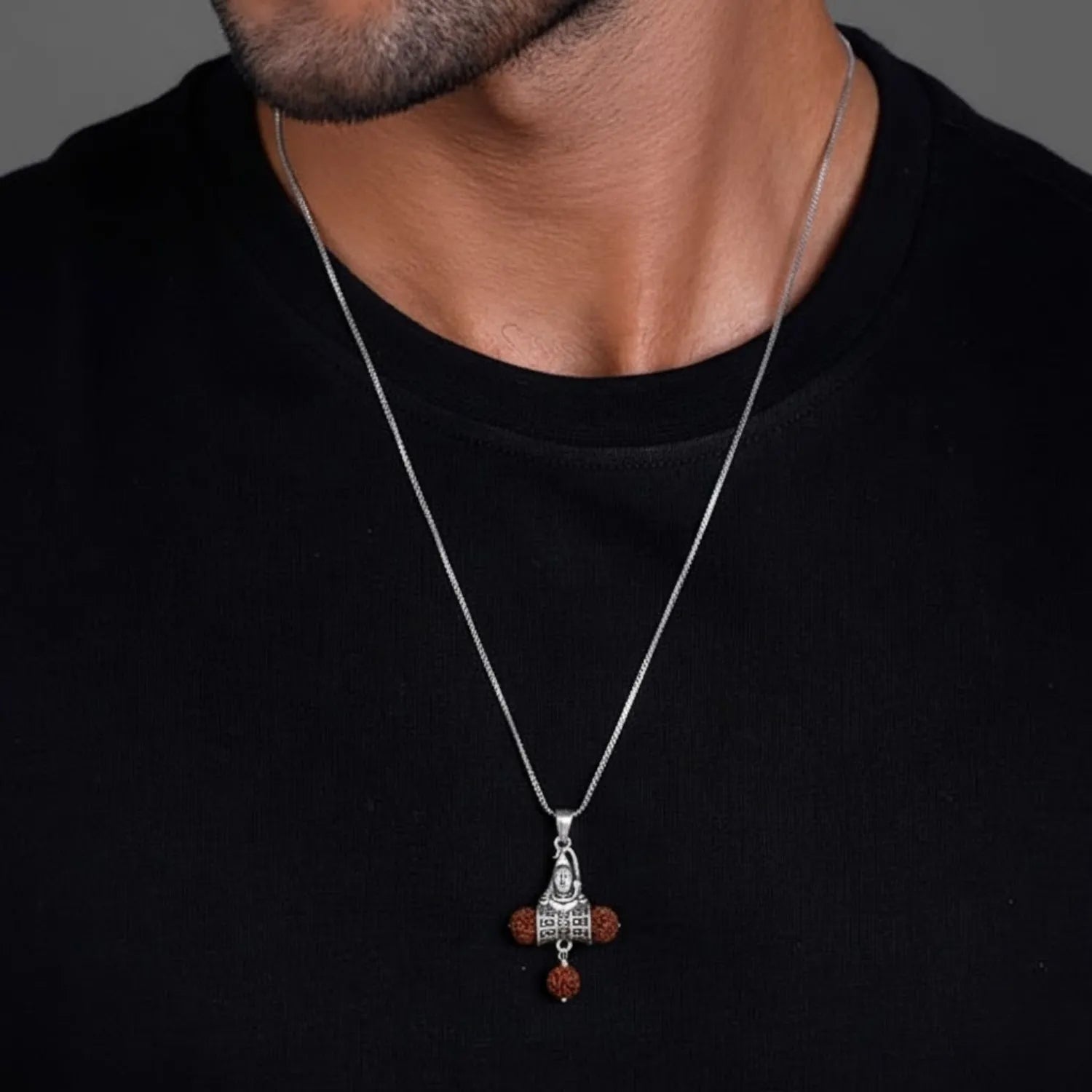 Shiv Face Rudraksha Silver Pendant