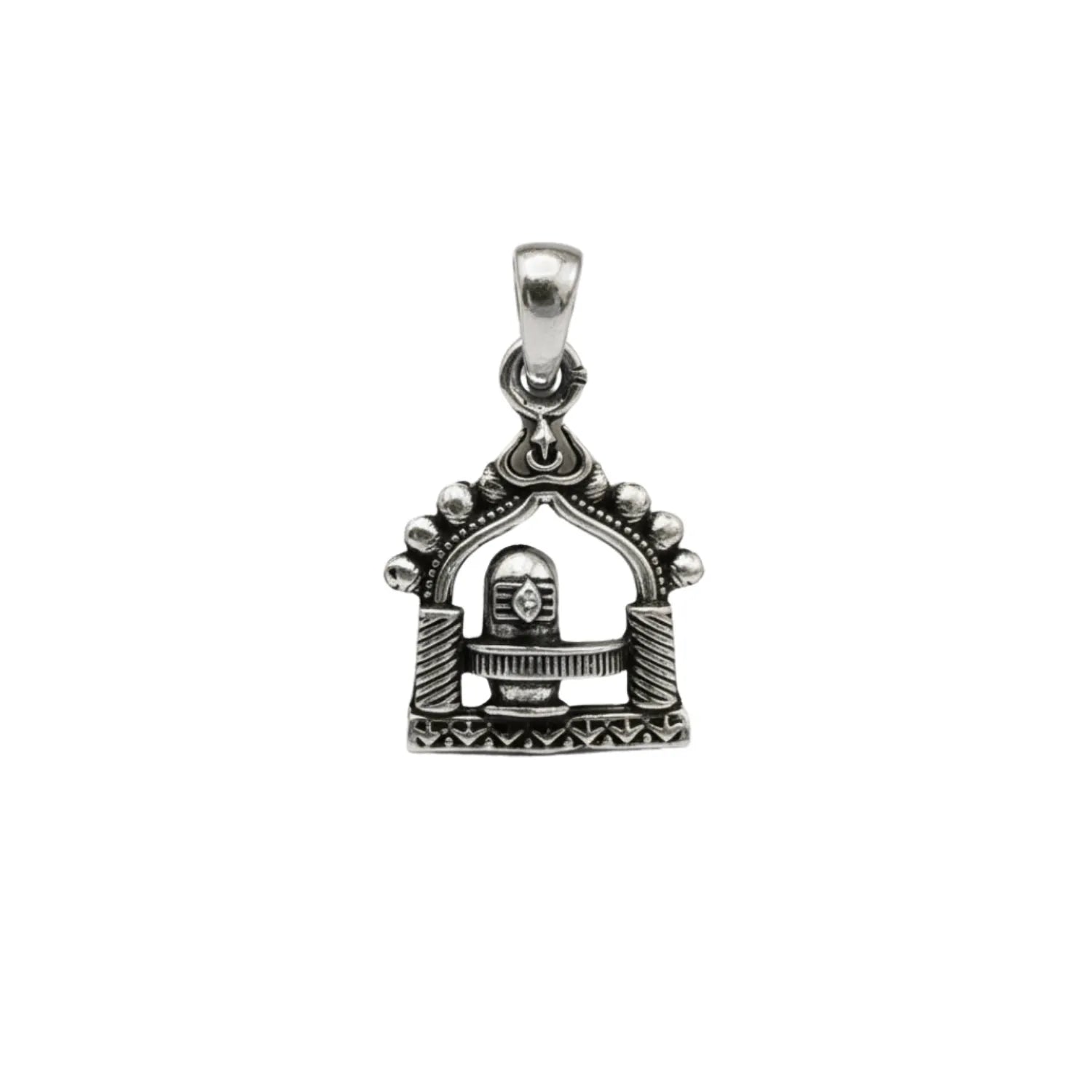Shivling Temple Domed Pendant – Oxidised Silver