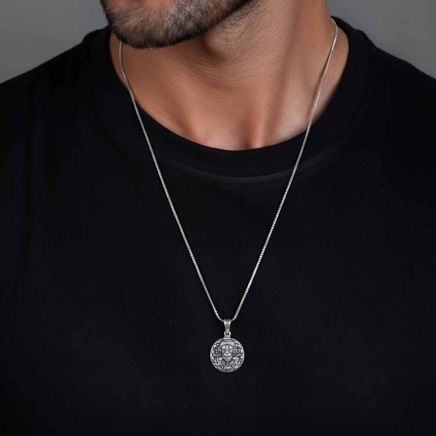 Warrior Lord Hanuman Oxidised Medallion Locket