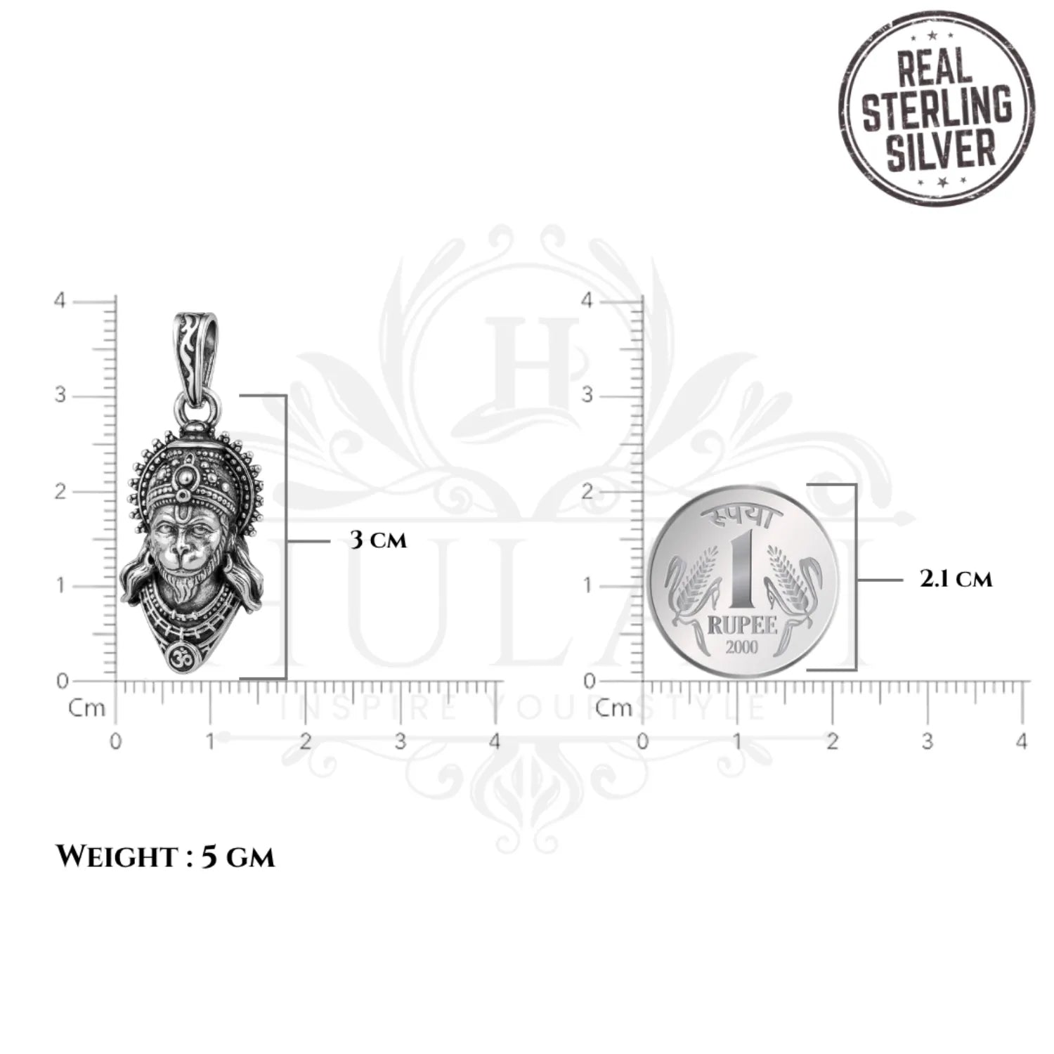 Maharaja Hanuman Face Sterling Oxidised Locket