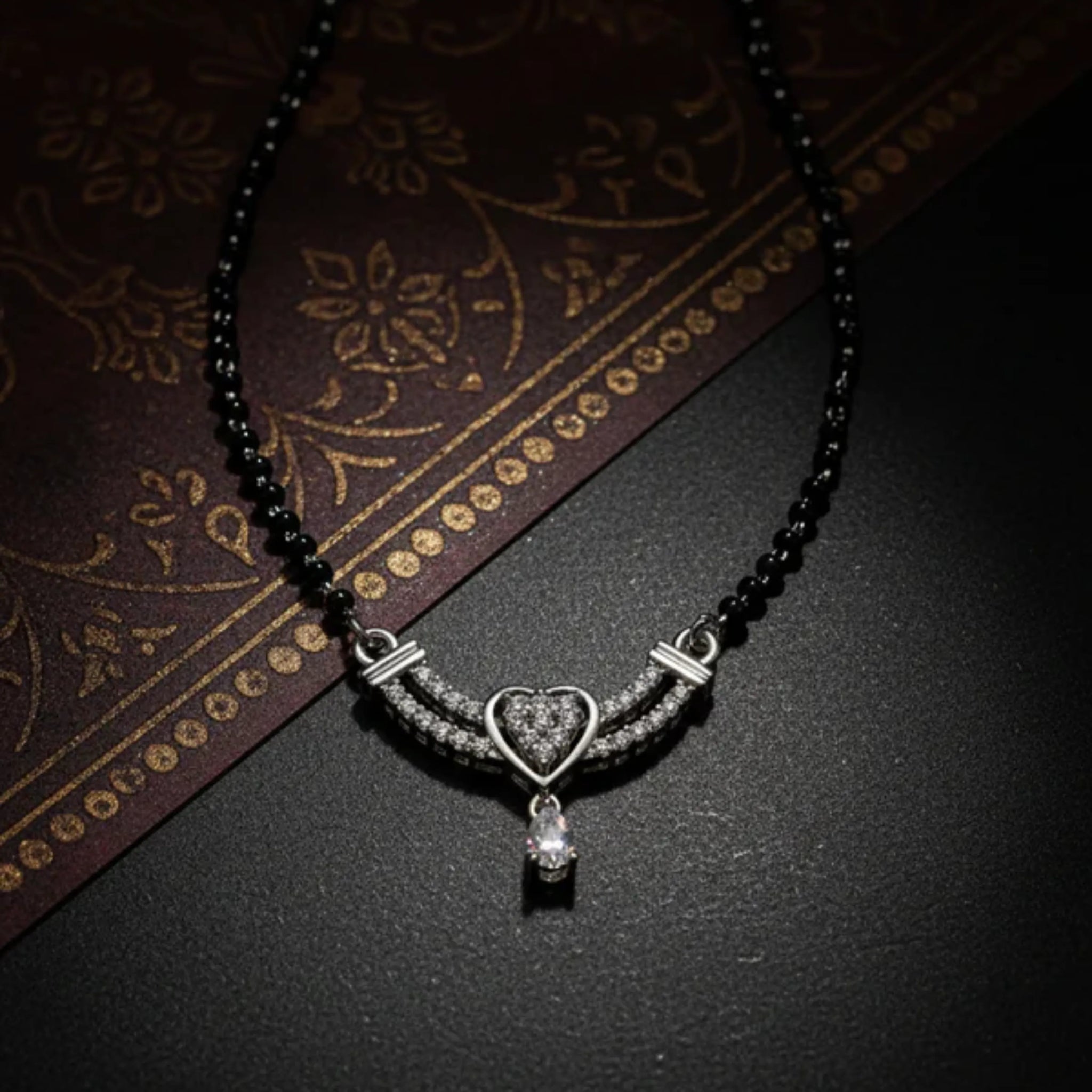 Modern V-Shaped CZ Drop Mangal Sutra Pendant